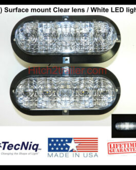 2 – 6″ Oval CLEAR WHITE LED Utility/reverse Light Surface Mount Trailer Truck