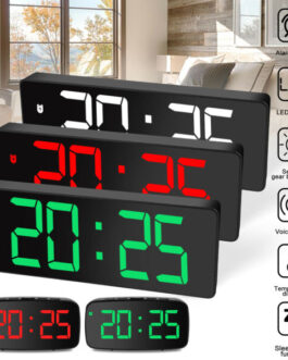 Digital LED Alarm Clock Snooze Display Temperature Time Desk USB Large Mirror US