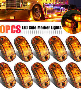 10PCS Amber LED Car Truck Trailer RV Oval 2.5″ Side Marker Clearance Lights 12V