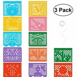 3 Pack Mexican Banner Plastic Papel Picado Banner Large Fiesta Party Decor 24 Ft
