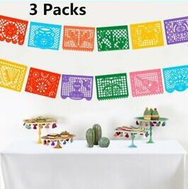 Colorful Flag Banner Mexican Fiesta Decor Cinco De Mayo Spanish Party 24″ 3Packs