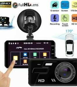 Touch Screen Dash Cam 4″ 1080P Dual Lens Car DVR Recorder Front and Rear Camera