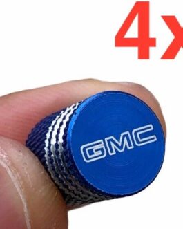 4x GMC Tire Valve Stem Caps Car, Truck, SUV Universal Fitting (Blue)