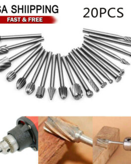 Drill Bits Tool For Dremel Set 20 pcs Steel Rotary Burrs High Speed Wood Carving