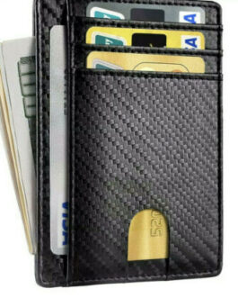 Slim Minimalist Front Pocket RFID Blocking Carbon Fiber Wallets for Mens Wallet