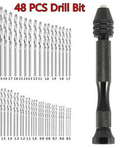 49Pcs Precision Pin Vise Micro Hand Drill Bits Mini Twist Bit for Rotary Tools