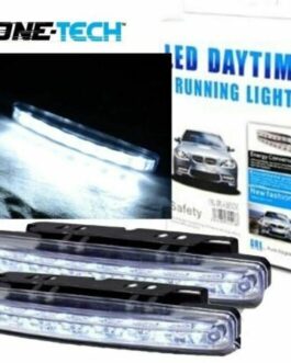 White Car 12V DC Head Lamp Daytime Running Light 8 LED DRL Daylight Kit