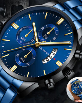 Luxury Men Quartz Watch Stainless Steel Date Dial Waterproof Bracelet Wristwatch