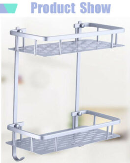 2/3 Tier Space Aluminum Towel Rack Shelfs Shower Storage Holder Bath Organizers