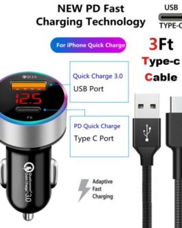 Fast Car Charger Type-C USB Cable For OEM Samsung Galaxy S20 S10 S9 S8 Note 8 10