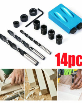 14PCS Pocket Hole Jig Kit Tool System Woodworking Screw Drill &F Clip Heavy Duty