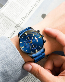 Luxury Men Quartz Watch Stainless Steel Date Dial Waterproof Bracelet Wristwatch