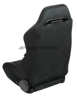 NRG 2 X TYPE-R SUEDE LIGHT FULLY RECLINABLE UPHOLSTERY RACING SEAT+SLIDER BLACK