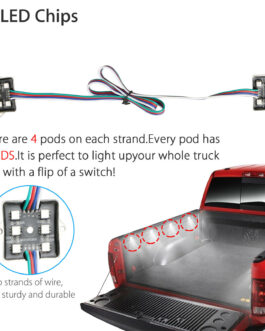 8Pcs 48 LED Rock Lights Truck Bed Under Body LED Lighting RGB Control+IR Remote