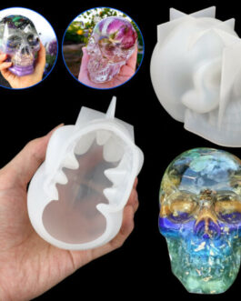 DIY Silicone Resin Casting Mold 3D Skull Head Halloween Epoxy Craft Mould Tool