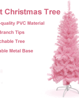 4.5ft Pink Artificial Christmas Tree 350 Branch Tips Tree for Christmas Holiday