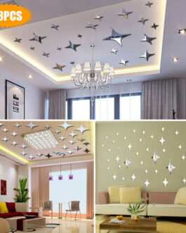 43PCS 3D Wall Stickers Home Decor DIY Art Mirror Star Decal Bedroom Removable US