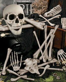 35 Pcs Skeleton Bones Skull Scary Props Halloween Decor Graveyard Haunted Houses