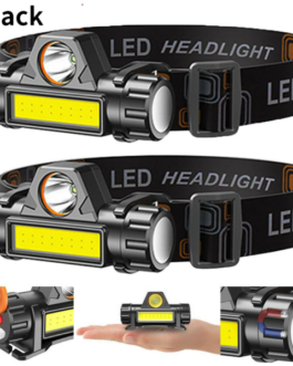 LED Headlamp 2PACK Waterproof Flashlight Headlight USB Rechargeable Outdoor Lamp