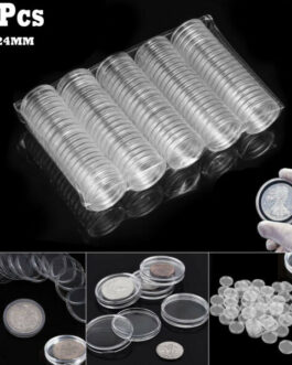 60Pcs Coin Holder 24mm Clear Capsules Storage Box Display Case for US Quarters