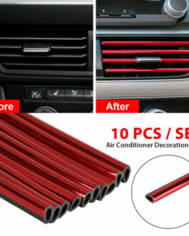 10x Auto Car Accessories Red Air Conditioner Outlet Decoration Strip Universal