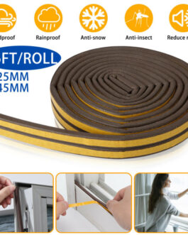 2PC Soundproof Weather Stripping Kit Self-Adhesive Rubber Door Window Seal Strip