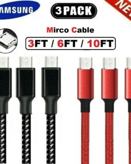3 Pack Micro USB Fast Charger Cable Data Sync Cord For Samsung LG HTC Android