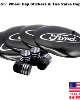 2.55″ / 65mm FORD Wheel Center Hub Cap Sticker Decal And Tire Valve Caps Black
