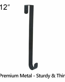 Black Wreath Door Hanger Secure Strong Metal Hook Xmas Decor Home Organizer 12″