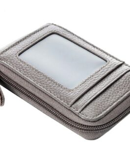 Men’s Wallet Genuine Leather Credit Card Holder RFID Blocking Zipper Thin Pocket