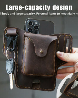 Men Leather Phone Belt Bag Waist Pack Holster Portable Pouch Retro Wallet Case