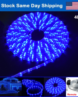 40FT LED Rope Lights Flexible Light 110V Indoor Outdoor Decor Blue w/ Remote US