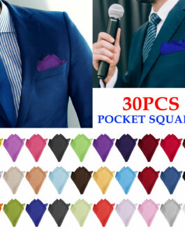 30PCS Mens Handkerchiefs Solid Color Set Handkerchief Hanky Silk Pocket Square