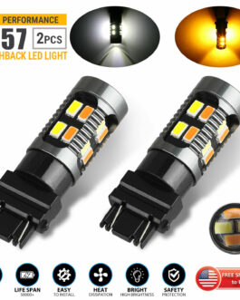 2X 3157 3156 Switchback LED Turn Signal Light Bulbs DRL 4157na 3457a White Amber