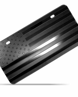 Tactical American Flag Heavy Duty Aluminum License Plate Matte Black