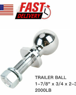 Chrome Trailer Hitch Ball 2000LB 1-7/8″ Diameter 3/4 x 2-3/8″ Shank Interlock