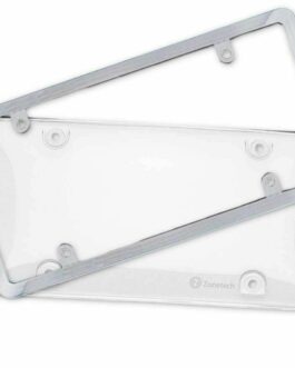 Clear Bubbled License Plate Cover Shield with Chrome Frame Car Truck