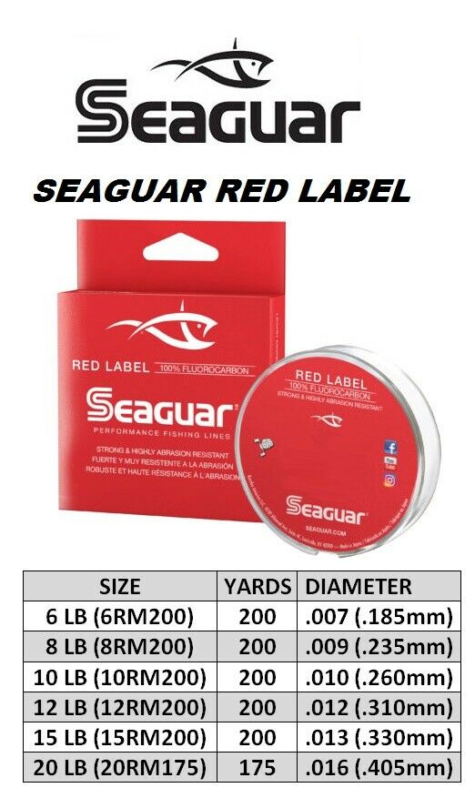 SEAGUAR RED LABEL Fluorocarbon Fishing Line 8lb/200yd 8 RM 200