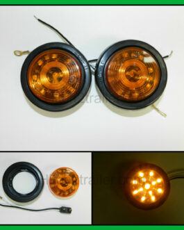(2) AMBER 13 LED Light Trailer 2-1/2″ round,w/plug,Grommet Clearance marker 2.5″