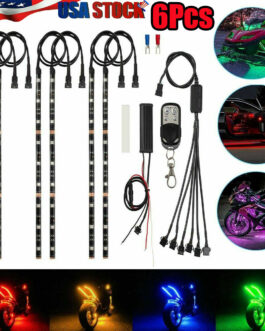 6X Motorcycle LED Lights Wireless Remote 18 Color Neon Glow Light Strips Kit NEW