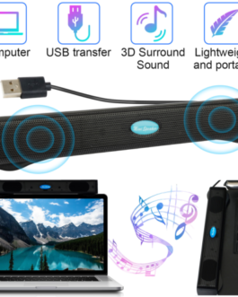 USB Wired Computer Speakers Stereo Sound Bar 3.5mm Jack w/Clip For Desktop PC US