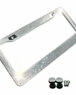 Metal License Plate Frame Bling Rhine Stones Chrome Crystal Diamond