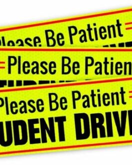 3Pk. Magnetic Please Be Patient Student Driver Bumper Warning Decals