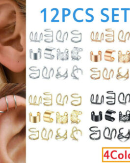 12 Pcs Men Women Ear Cuff Wrap Earrings Set No Piercing Clip Cartilage Ear Clips