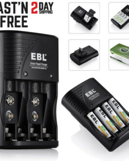 3 in 1 EBL Smart Battery Charger for AA AAA 9V NiMH NiCD Rechargeable Batteries