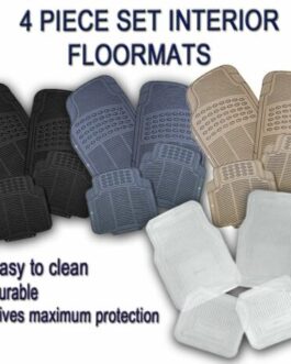 4Pc Black, Clear, Gray, Beige Rubber All Weather Car Floor Liner Mats