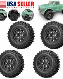 4PCS Beadlock Tires & Wheels Rims Tire for 1/24 Axial SCX24 90081 RC Crawler Car