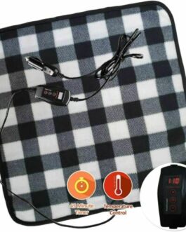 Car Electric Mini Heated Travel Blanket Pad Fleece Black Buffalo Plaid