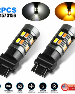 2X 3157 3156 Switchback LED Turn Signal Light Bulbs DRL 4157na 3457a White Amber