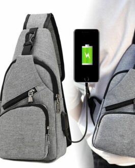 Men Sling Chest Bag Pack Anti-theft USB Charging Casual Crossbody Shoulder Bag